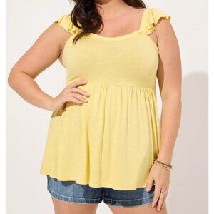 Torrid Womens Plus Size 5X/28 Babydoll Super Soft Slub Ruffle Shoulder Tank 1599